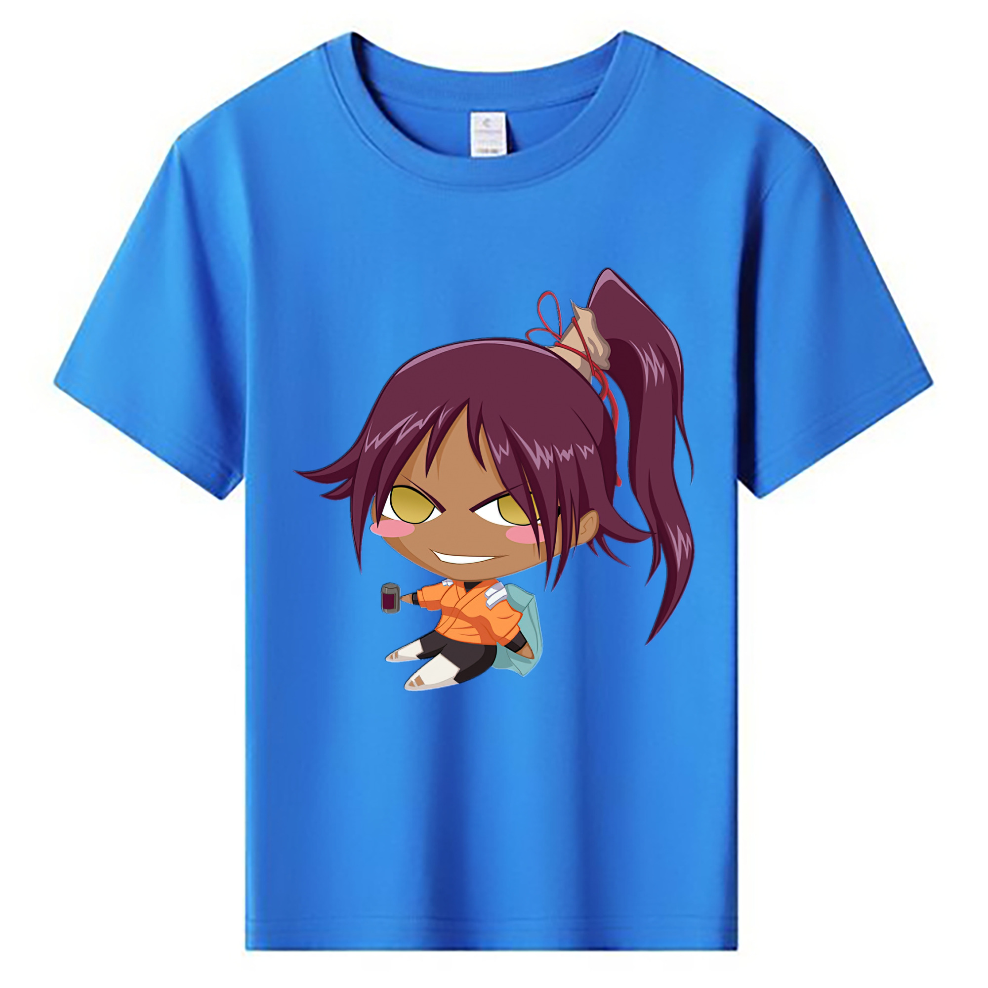 （画像用） ブリーチ 四楓院 夜一（しほういん よるいち） BLEACH Shihouin Yoruichi 綿100％キッズTシャツ（フロントプリント）